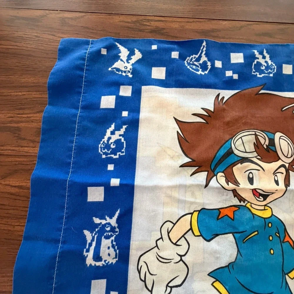 Vintage Digimon Tai Agumon Pillowcase Blue Bedding Y2K 90s